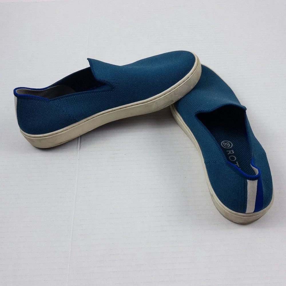 Rothys The Original Slip On Sneaker Womens 8.5 Teal Blue Washable Casual Flat